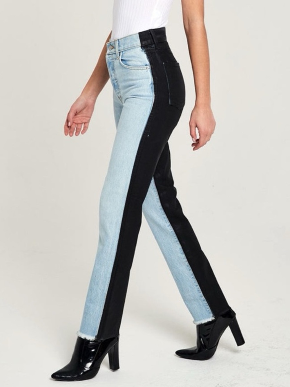 Revice Jeans Two-Tone Black/Blue Ex-Boyfriend Harlow Wash Straight Leg Size 28